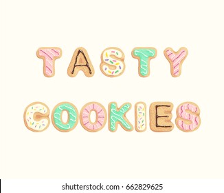 Tasty cookies - inscription in the shape of sweet cookies