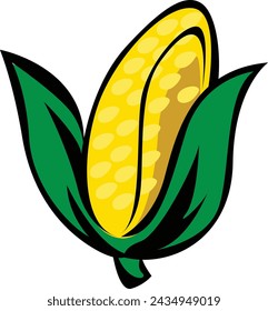 Tasty Corn Mascot Cartoon Vector Drawing Illustration