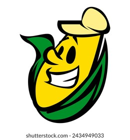 Tasty Corn Mascot Cartoon Vector Drawing Illustration