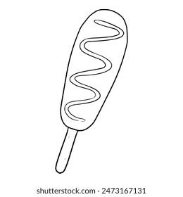 tasty corndog illustration hand drawn outline isolated vector
