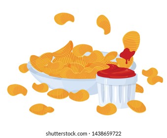 tasty crispy chips vector illustration