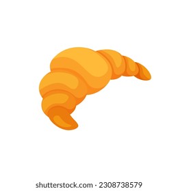 Tasty croissant. Traditional french food. Baked sweet dessert for breakfast. Vector illustration isolated on white background.