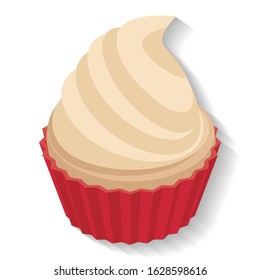 Tasty cupcake in cream and raspberry wrap