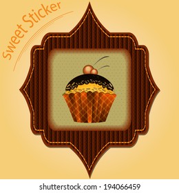 Tasty Cupcake. Cute vintage vector label
