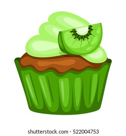 Tasty Cupcake Illustration with Kiwi
