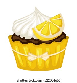 Tasty Cupcake Illustration with Lemon