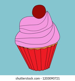 Tasty cupcake, vector illustration