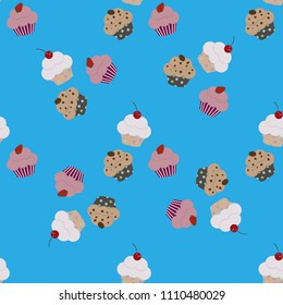Tasty cupcake vector pattern