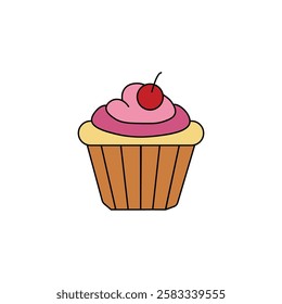 tasty cupcake vector type icon