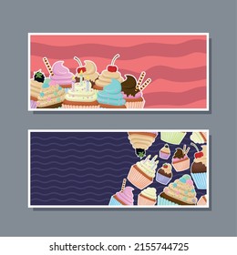 tasty cupcakes horizontal banner design