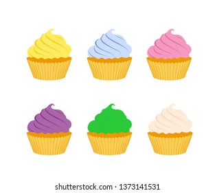 Tasty cupcakes isolated on white background