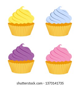 Tasty cupcakes isolated on white background
