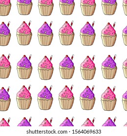 tasty cupcakes seamless pattern vector