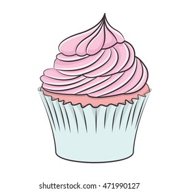 Tasty cupcake.Vector illustration