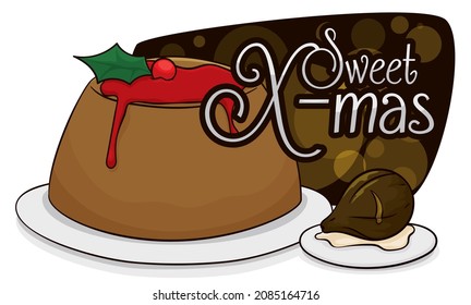 Tasty custard -or natilla- accompanied with a sweet fig, ready for a happy and delicious Xmas celebration.