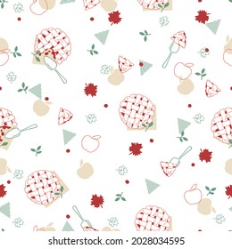 Tasty Cute Apple Pie Vector Graphic Illustration Seamless Pattern can be use for background and apparel design