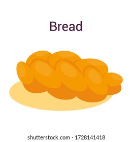 Sabroso y delicioso pan de pan. Idea de panadería y cena fresca. Comida saludable y natural. Ilustración vectorial aislada en estilo de dibujos animados
