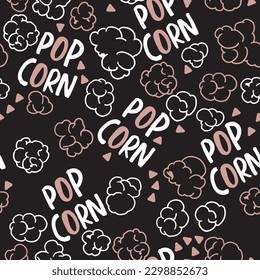 Tasty Delicious Fresh Pop Corn Snack Vector Graphic Art Seamless Pattern can be use for background and apparel design