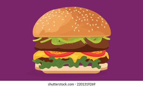 tasty and delicious hamburger fresh and unhealthy burge