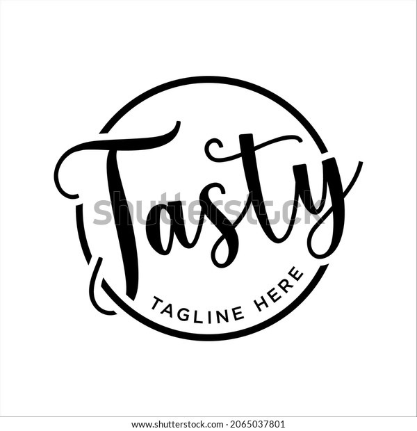 Tasty Delicious Hand Lettering Word Sticker Stock Vector (Royalty Free ...