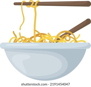 Deliciosos y deliciosos fideos vectores e ilustración comida fresca y saludable almuerzo cena desayuno spaghetti casero de dibujo tradicional.
