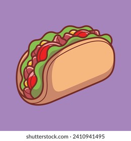 Tasty delicious savory foods premium vector arts. Sandwich cartoon doodle 