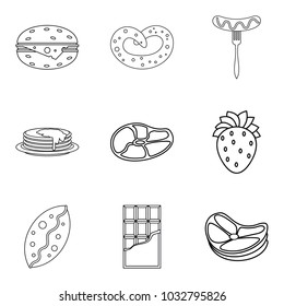 Tasty dinner icons set. Outline set of 9 tasty dinner vector icons for web isolated on white background