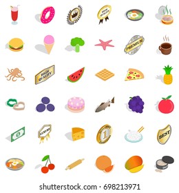 Tasty dish icons set. Isometric 36 tasty dish vector icons for web isolated on white background