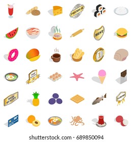 Tasty dishes icons set. Isometric style of 36 tasty dishes vector icons for web isolated on white background