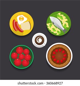 Tasty dishes. Vector Illustration