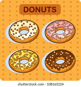 Tasty donut - cartoon vector. Set of donuts. Cartoon illustration.