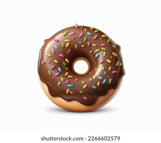 Tasty donut, chocolate flavor vector design isolated on white background.  