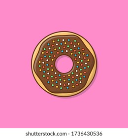 Tasty Donut With Chocolate Glaze Vector Icon Illustration. Cute, Colorful And Glossy Donuts With Glaze And Powder