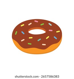 Sabrosa Ilustración vectorial plana de donut sobre fondo blanco