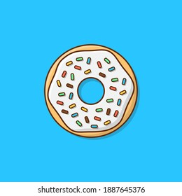 Tasty Donut With Glaze Vector Icon Illustration. Cute, Colorful And Glossy Donuts With Glaze And Powder