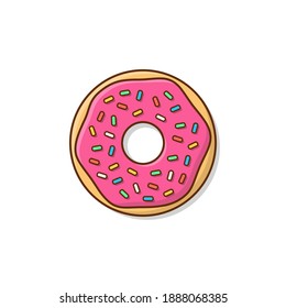 Tasty Donut With Glaze Vector Icon Illustration. Cute, Colorful And Glossy Donuts With Glaze And Powder