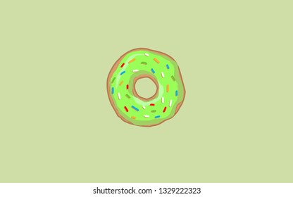 Tasty Donut and Green Backround
