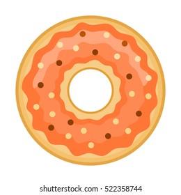 Tasty donut isolated on white background.