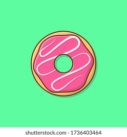 Tasty Donut With Pink Glaze Vector Icon Illustration. Cute, Colorful And Glossy Donuts With Glaze And Powder