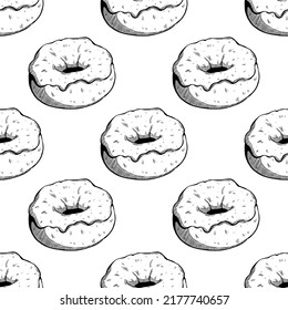 tasty donut seamless pattern with hand drawing or sketch style