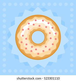 Tasty donut, top view.