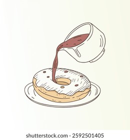 Tasty donut vector art on white background