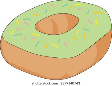Delicioso donut, diseño vectorial aislado en fondo blanco.