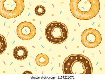 Tasty donuts background in vector