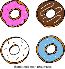 Tasty donuts with different flavours.