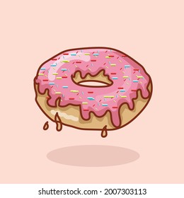 Geschmackvolle Donuts mit glänzender Vektorgrafik. Frische, farbige und glänzende Donuts mit Glaze und Pulver