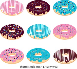 Leckeres Donuts Set. Sammelbäckerei