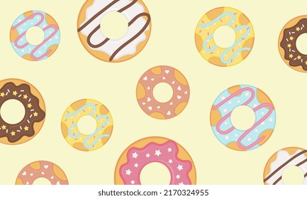 Leckere Donuts auf gelbem Hintergrund