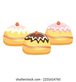 Tasty doughnuts for Hanukkah on white background