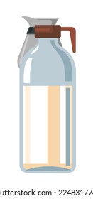 Tasty drink with caffeine, isolated coffee beverage with milk contain. Icon of glass bottle with ingredient for making delicious aromatic latte or cappuccino. Vector in flat style illustration